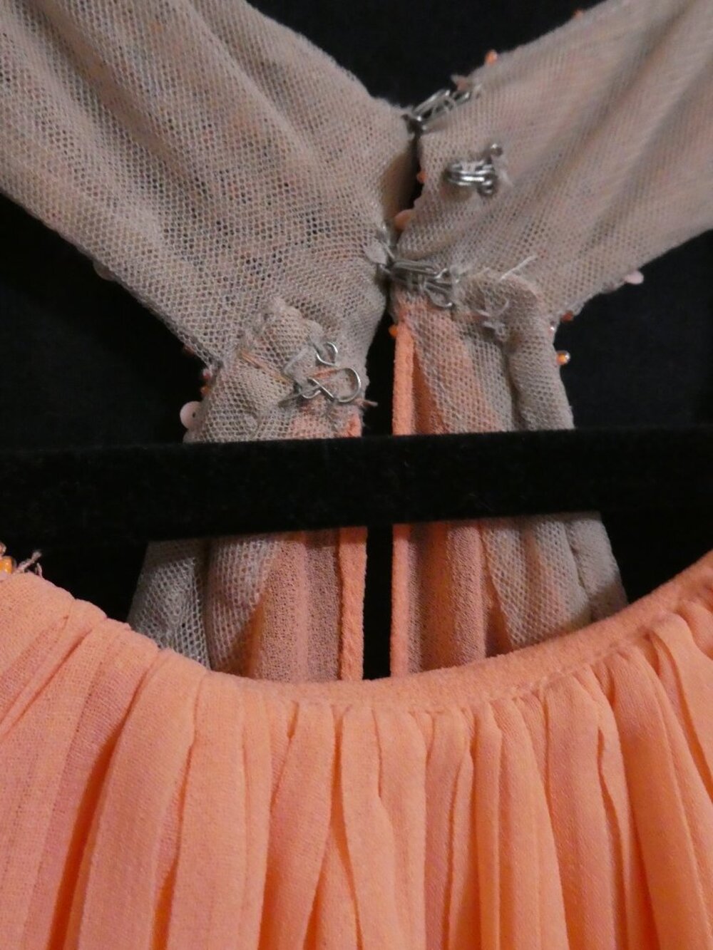 MANGO Suit Collection Beaded Halter Chiffon Maxi Dress Peach Orange - Size 9 - Picture 6 of 16